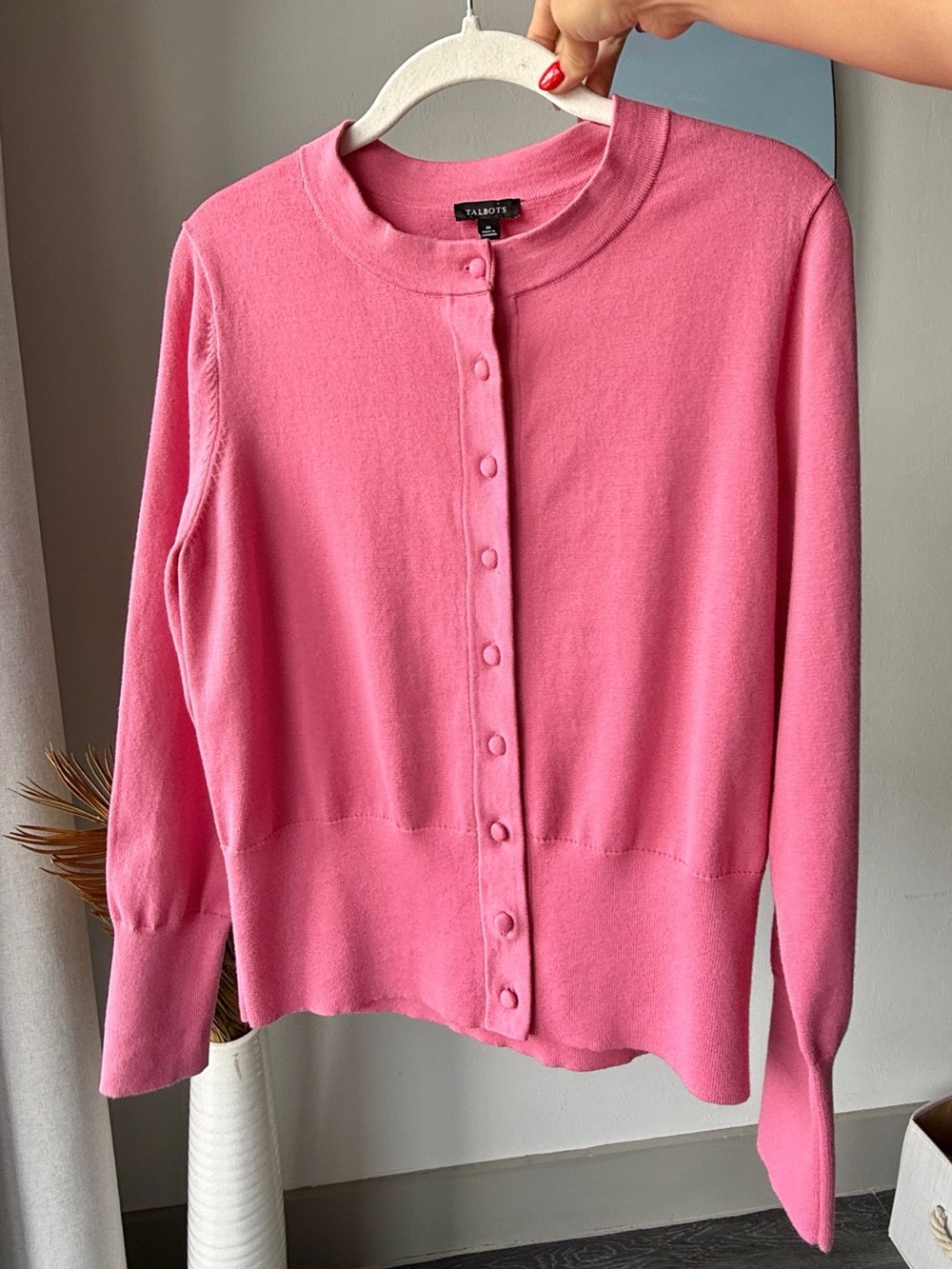 TALBOTS Women’s Cardigan Button Down Bubblegum Pink | Size Medium